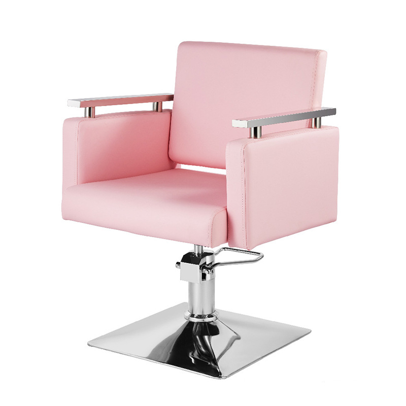 Solid Colour L-Shape Magenta Metal Adjustable Styling Chair with Footrest