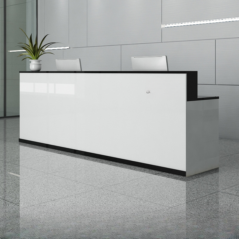 Endurance Manufactured Wood Top Rectangle Reception Desk with Unfinished Back, 2 Drawers/1 Drawer, Hutch, Keyboard Tray and Cable Management