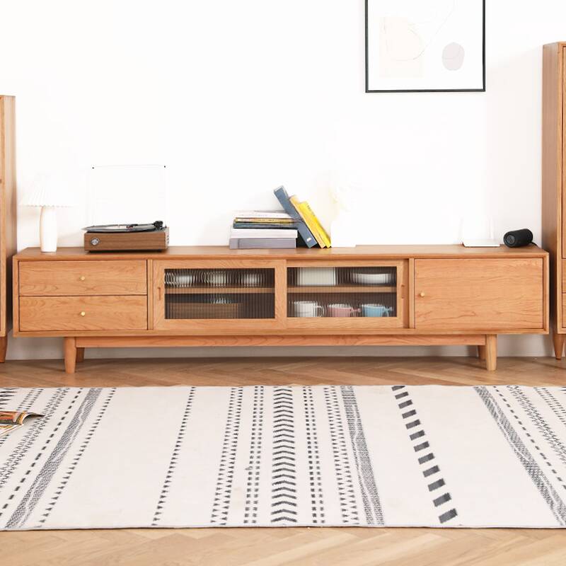 Modern Rectangular TV Stand with 4 Adjustable Interior Shelves