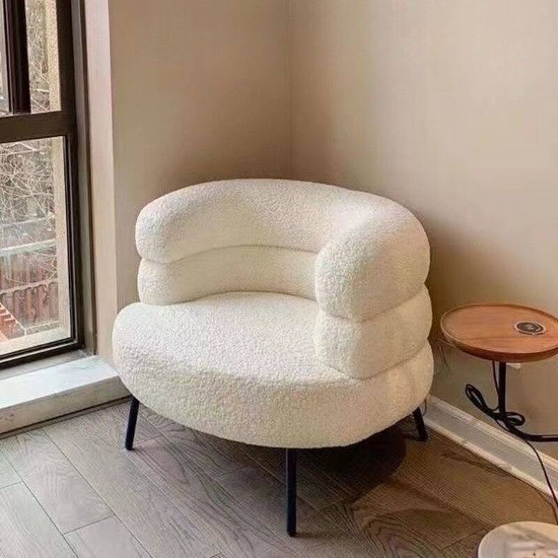 Minimalist Green/Magenta/Yellow Solid Colour Sherpa Upholstered Accent Chair with Arms