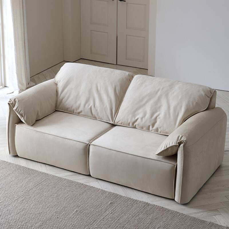 Minimalist White Convertible Sofa for 3 Person in Solid Colour