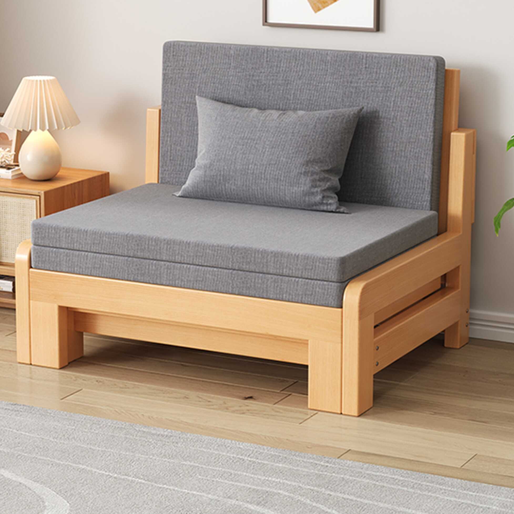 Vintage Dove Grey Queen Size/Twin Size/Full Size Futon Sofa with Tight Back and Detachable Mattress for 3/Love Seat/for 1