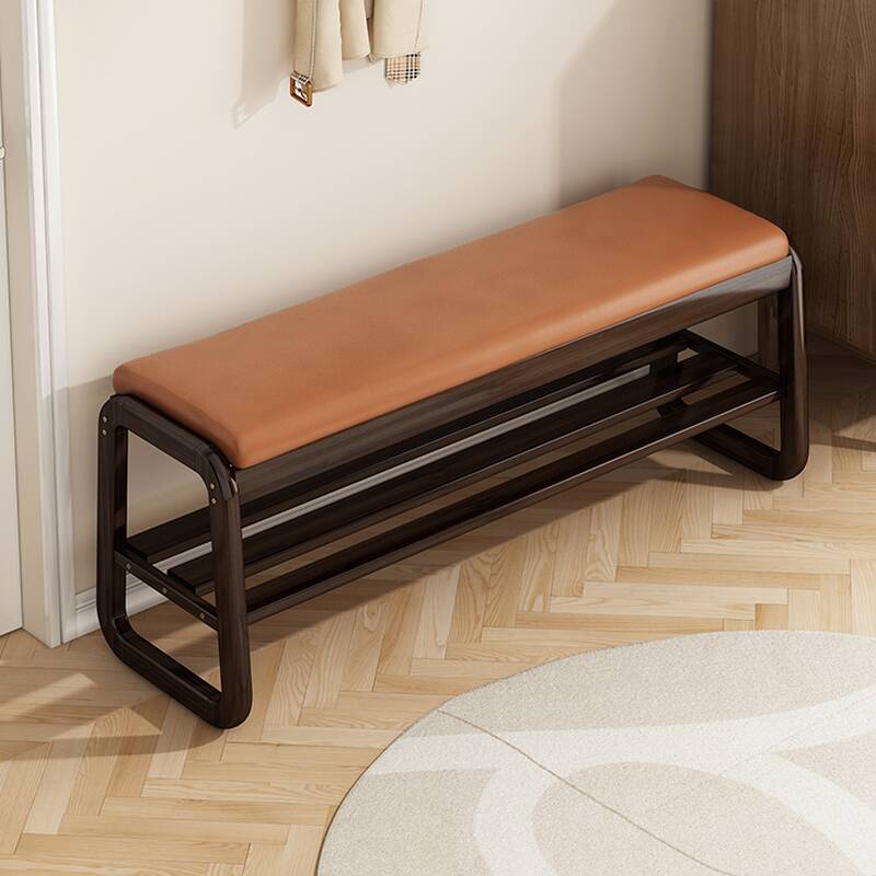 Modern Solid Colour Upholstered Sitting Bench with Wood Storage