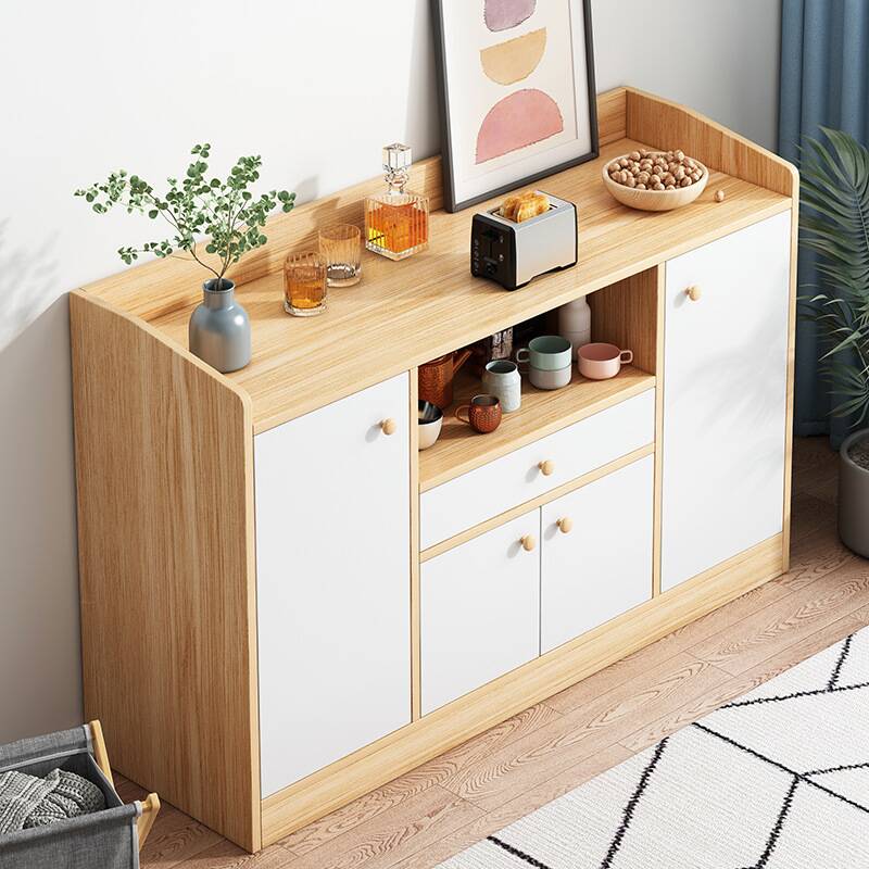 Narrow Sideboard with 1 Drawer, Closet Cabinet, 2 Shelves, Lumber Countertop, and 3 to 4 Doors