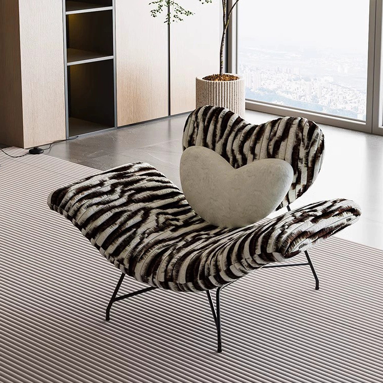 Midnight Black Animal Print/Solid Colour Foam Accent Chair with Pillow Back, Slipcover, Flared Arm and Pillow