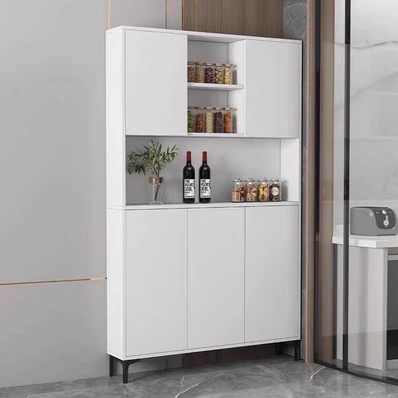 Chalk Narrow/Standard Sideboard with Closet, 1 Shelf/3 Shelves, Kitchen Cupboards, Lumber Countertop, 2 Doors/4 Doors/3 Doors