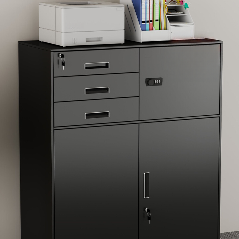 Classic Vertical Filing Cabinet with Stockroom Storage, Multiple Shelves (6/12/5), Gate Doors, Fully Assembled