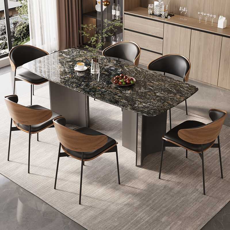 Gray Stone Dining Table Set for 4 to 6 People