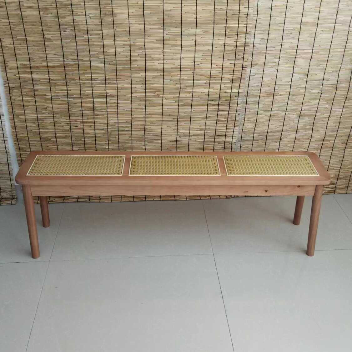 Modern Simple Style Cane Solid Colour Bench Furniture for Living Room