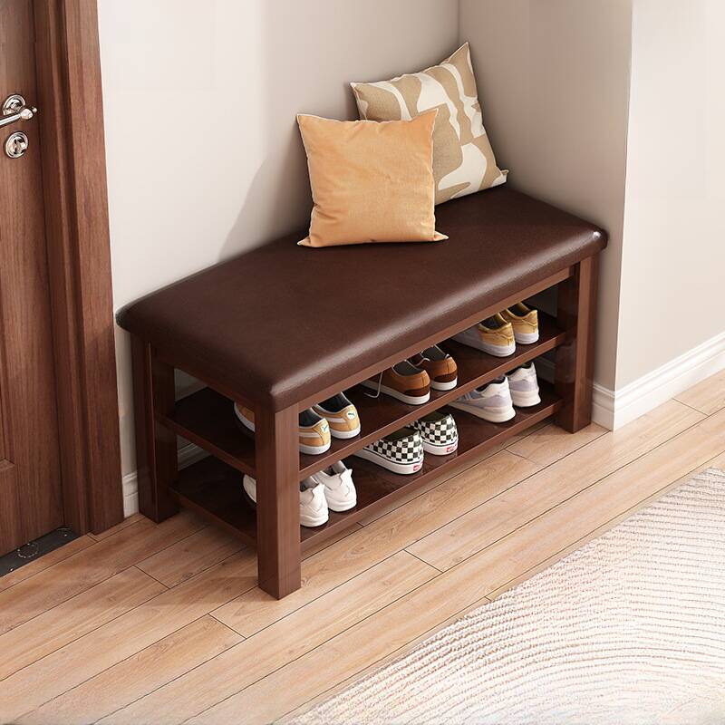 Minimalist Lumber Bench Seat for Entryway with Solid Colour, Storage Receptacle, and Cushioned Comfort