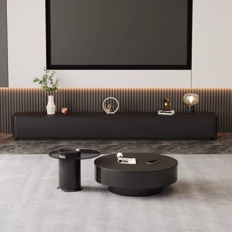 Ink/White Stone Top Wood TV Stand with 4 Drawers/3 Drawers in a Modern Simple Style