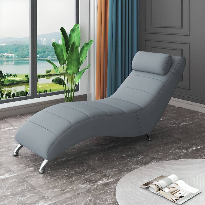 Modern Overstuffed Foam Chaise Lounge Loveseat with Solid Colour Style