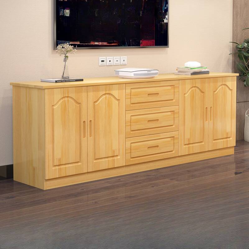Deco Natural Wood TV Stand with 3 Drawers and 2 Cabinets