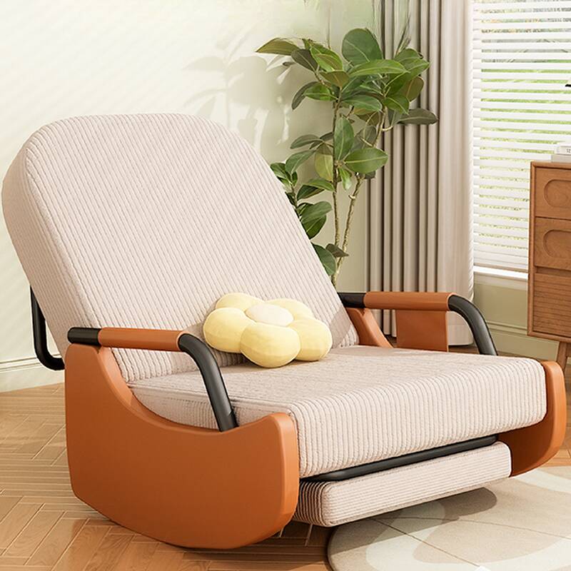 Modern Upholstered Rocking Chair with Padded Track Arm