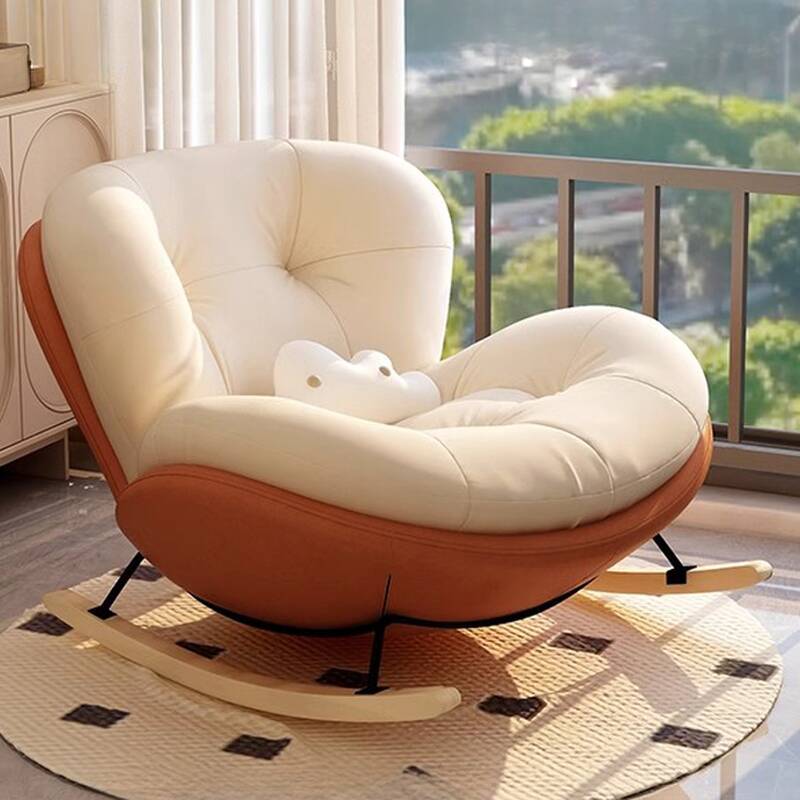 Modern 2-piece Upholstered Rocking Chair Set with Padded Ottoman and Dirt Resistant Features