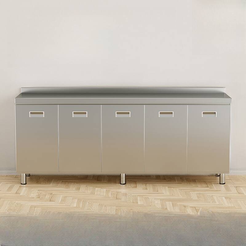 Metallic Sideboard with Looking Glass and Metal Countertop