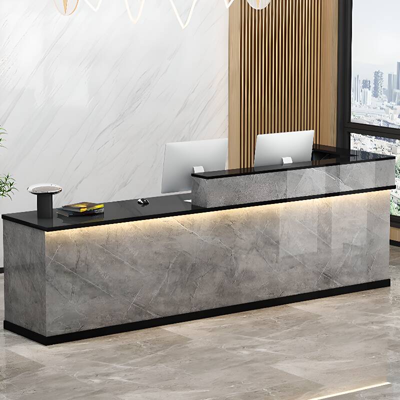 Reception Desk with Closet, Hutch, Keyboard Tray, Filing Cabinet & Manufactured Wood Top
