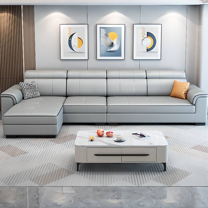 5 Person L-Shape/Straight Reversible/Horizontal Decorative-stitched Sofa Couch with Concealed Support & Tufted Back