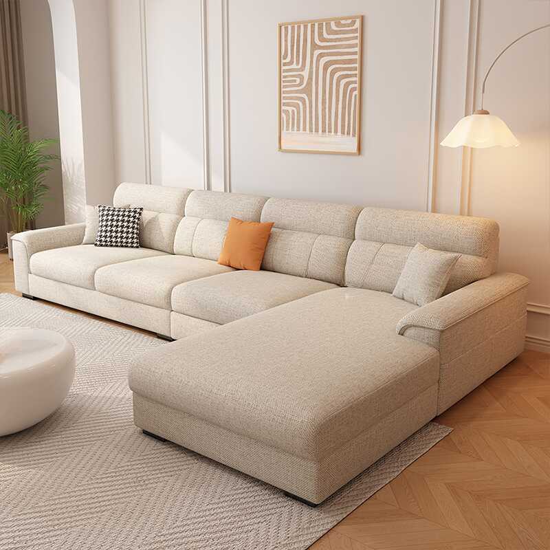 L-Shape Leather Upholstered Sofa Chaise with Concealed Support in a Modern Style