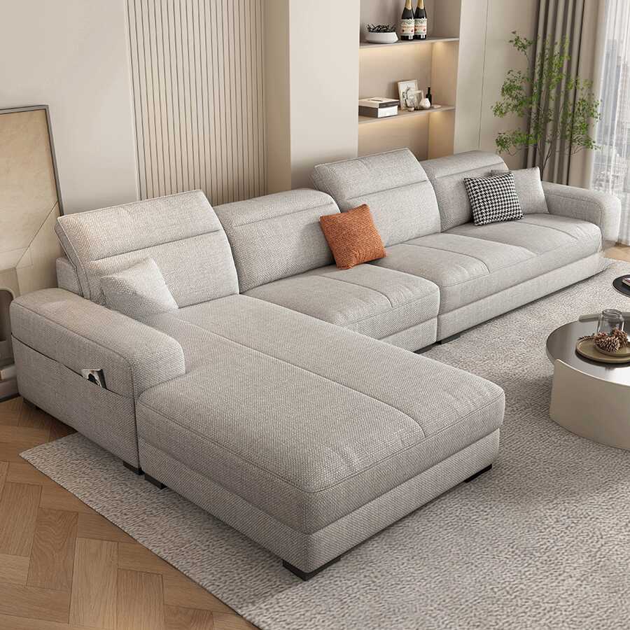 Contemporary Modern L-Shape Sofa Recliner for 4, 3 Pc Set with Pocket Storage and 1 Chaise