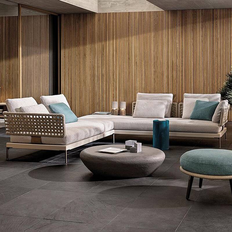 Modern Alloy Loveseat/Sofa for 2/3/1 People with Brown Frame, Pillow, UV Resistant Cushion