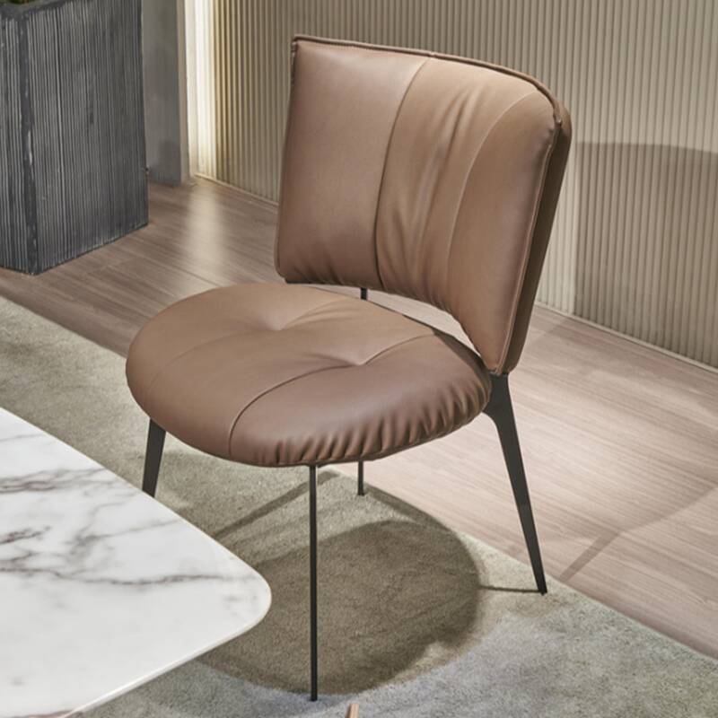 Simplistic Imperforate Back Side Chair, Upholstered with Midnight Black Steel Legs