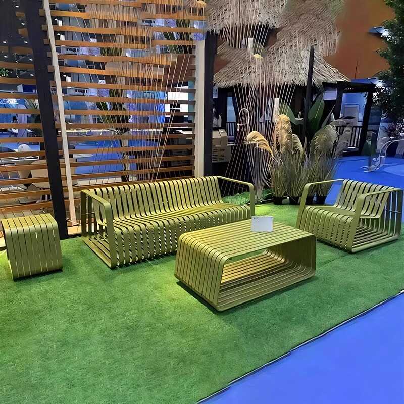 Uv Resistant Yellow Alloy Sofa/Loveseat for Seats 2/Seats 3/Seats 1 in an Art Deco Style, 1 Piece