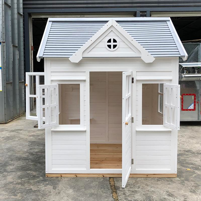 White Large(5'-8')/Medium（3'-5'） Timber Outside Dollhouse with Skylight, Gate(s) and Floor