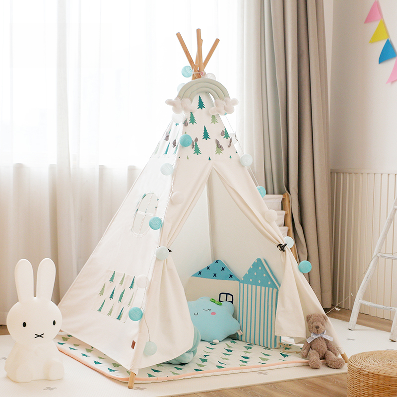 Fold-up Chalk Canvas Wildlife Triangular Play Tent with Illuminating and Windows, Floor Included/Not Included