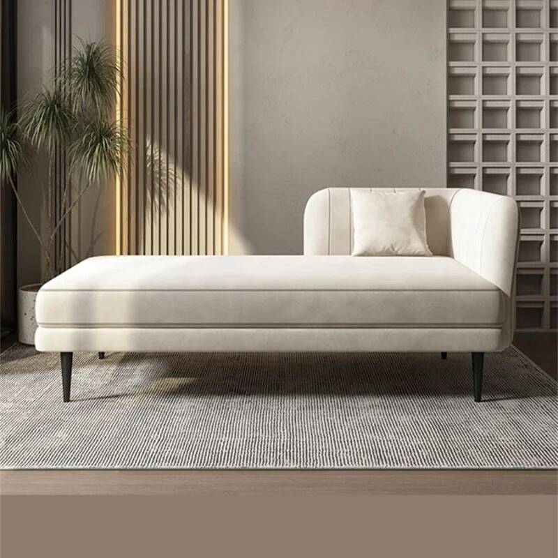 Art Deco Solid Colour Flannel Reclining Living Room Chaise Lounge Chair with Pillow and Right-hand Piece/Left-hand Piece