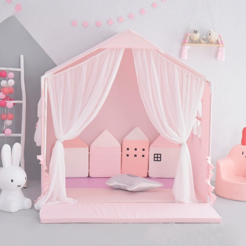 Minimalist Square Indoor Cloth Tent with Illuminating, Windows, Tent Pole