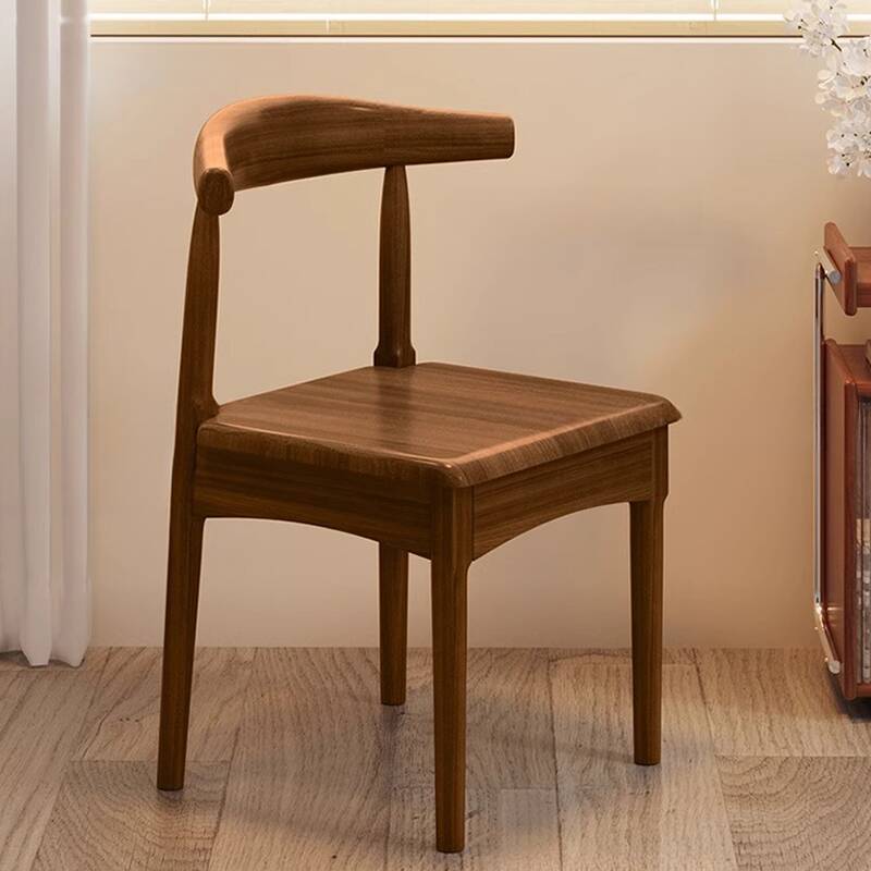 Simplistic Side Chair in Rubberwood with Ventilated Back and Walnut Wood Grain Legs Featuring Foot Pads