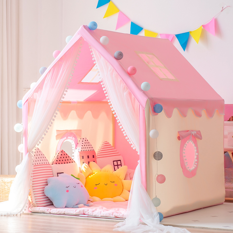 Medium（3'-5'） Solid Wood Frame Solid Colour Square Play Tents with Skylight, Illuminating & Floor Included/Not Included