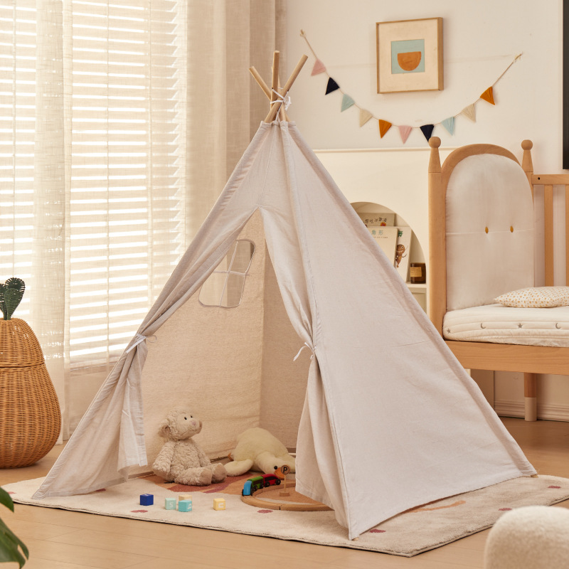 Trilateral Indoor Canvas Play Tents with Door(s), Tent Pole, Windows and Floor