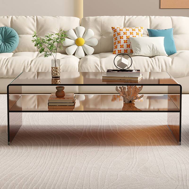 Rectangular Side Table with Sled Base, Locker Storage, and 1 Shelf