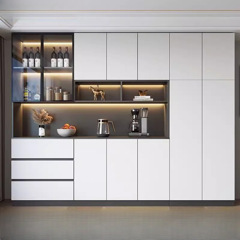 White/Grey Composite Wood Wide/Standard/Narrow Sideboard with Glazed Door