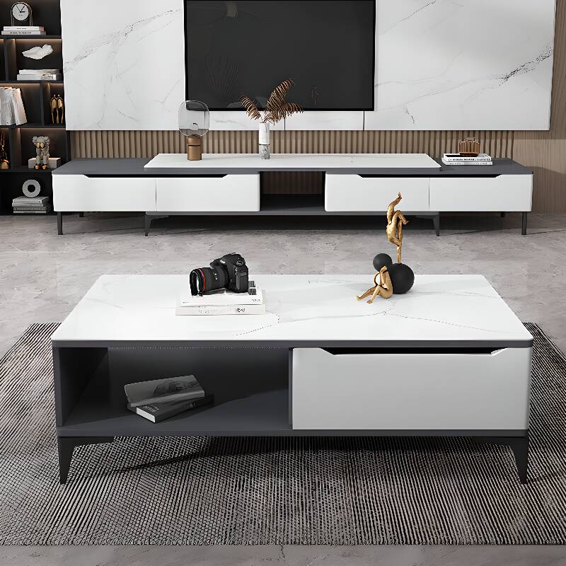 Stone Chalk Parallelogram Single Accent Table with Four Legs for Indoor Use