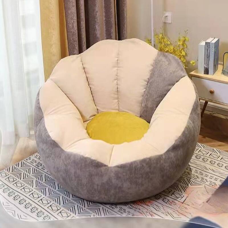 Eco-Friendly Azure Cotton Blend Bean Bag Set with Pillow, Zipper Closure, Refillable, Baby-Safe