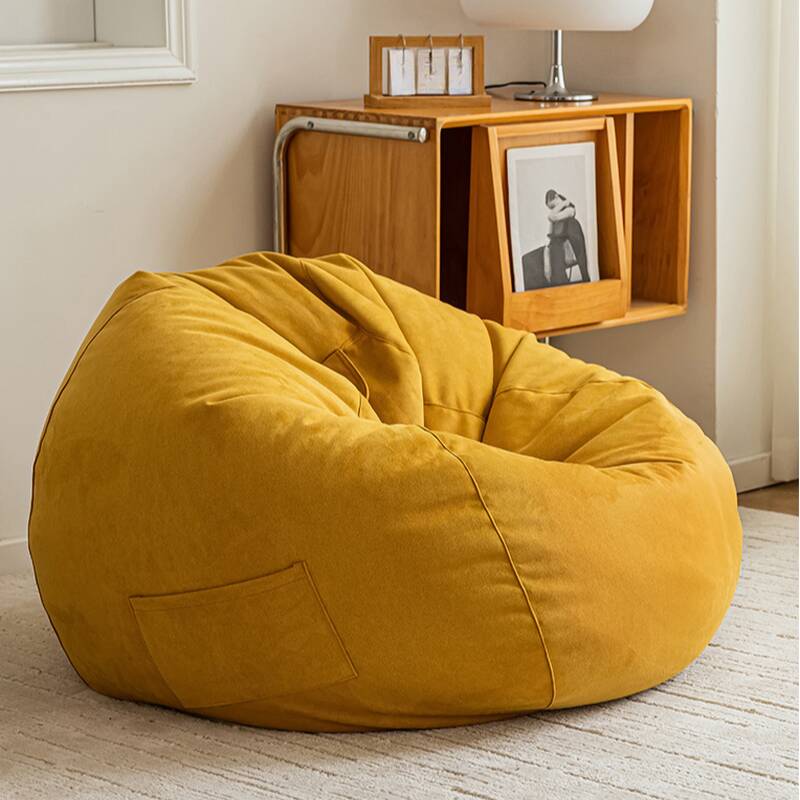 Seats 1 Solid Colour Peony/Gray/Green Microsuede Pre-Filled Bean Bag Chair, Bean Bag Set, Fill Included