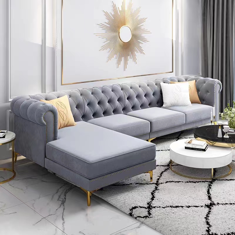 L-Shape Sofa Recliner with Tufted Back, Left Hand Facing Orientation, and Nailhead Detailing Featuring Button-tufted Design