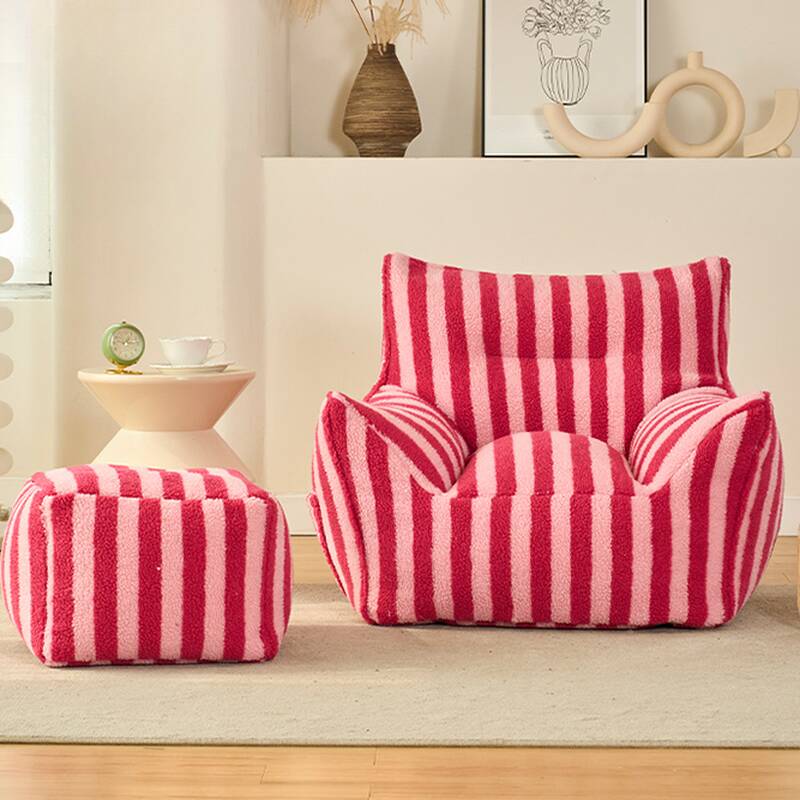 Striped Bean Couch/Sack Chair with Multiple Colours Upholstery and Storage Receptacle