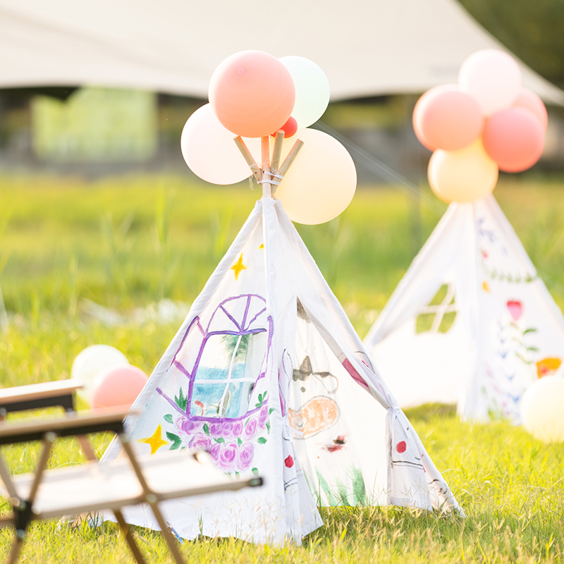Modern White Triangular Play Tent, Lumber, Solid Colour, Triangular, Small（Under 3'）, Indoor & Outdoor Use