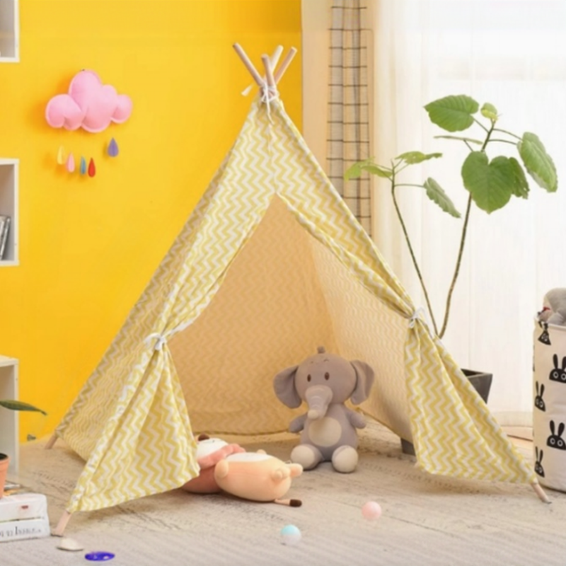 Modern Triangular Play Tent, Wood, Triangle, Windows, Tent Pole, Medium（3'-5'）/Small（Under 3'）/Large(5'-8')
