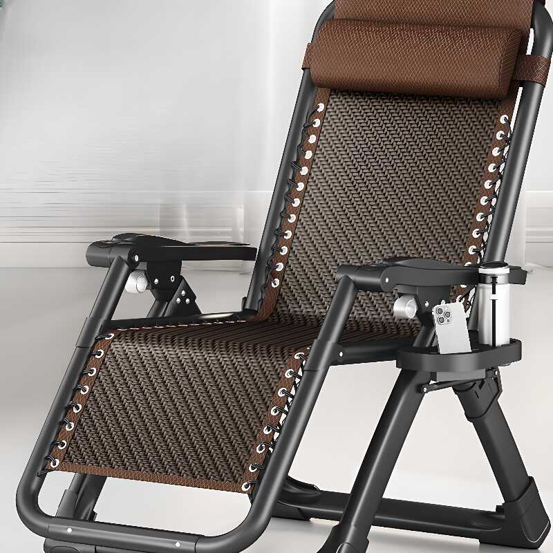 Solid Colour Recliner Armchair with Ink/Coffee Upholstery, Metal Frame, Non-Rocking Base, Locking Back Angle, and Cup Holder with 1 Pillow