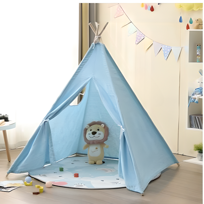 Triangular Shape Indoor & Outdoor Use Medium（3'-5'）/Small（Under 3'）/Large(5'-8') Solid Wood Portable Triangular Play Tent with Windows, Tent Pole
