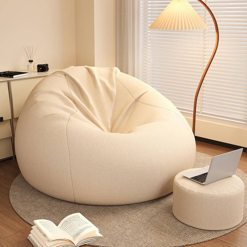 Versatile Bean Bag Set in Cotton Blend with Dark Gray/Light Green/Ivory Colours, Expanded Polystyrene Beans Fill, Refillable, Zipper Closure, Removable Cover, and Built-in Storage Receptacle