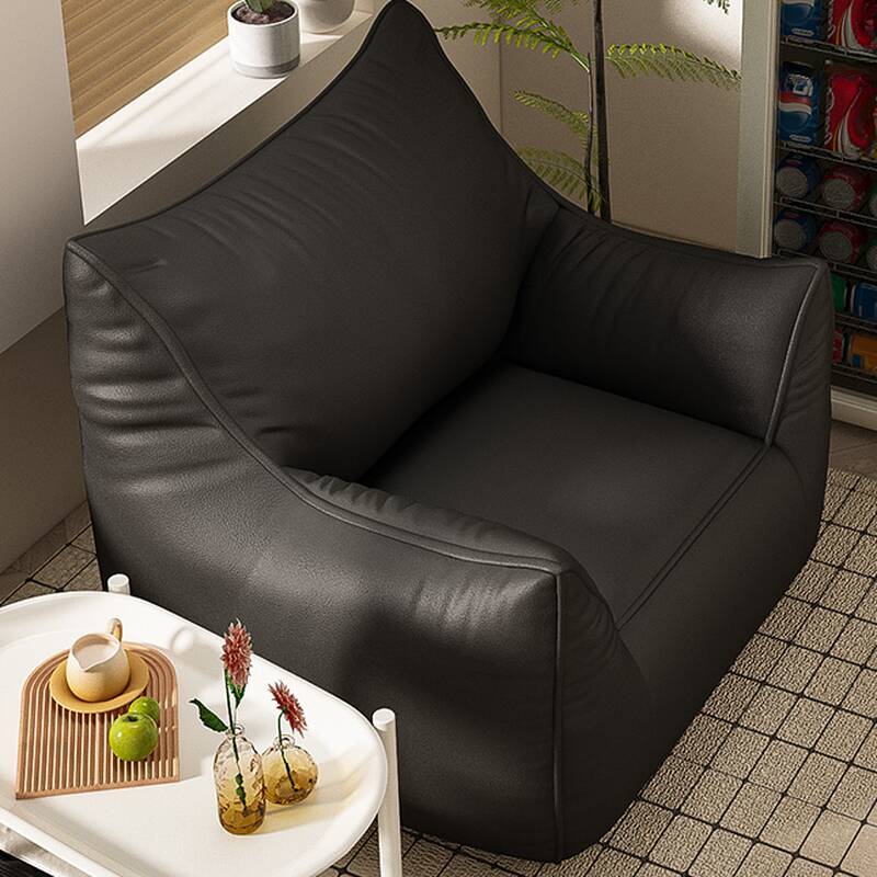 Expanded Polypropylene Beans Pre-Filled Apricot Colour/Sepia/Lime Green Vinyl Leather Solid Colour Bean Bag Chair for Seats 1, Bean Bag Chair