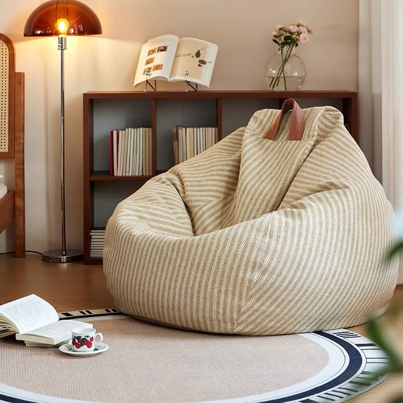Striped Cotton Blend Sack Chair in Multiple Colours, Seats 1, Pre-Filled Bean Bag Chair