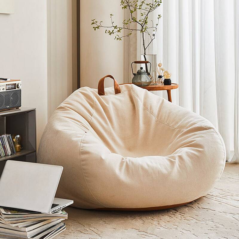 Bean Seat Include Bean Bag Chair, Pre-Filled Expanded Polypropylene Beans, Gray/White/Lime Green Linen Fabric Removable Cover, Seats 1