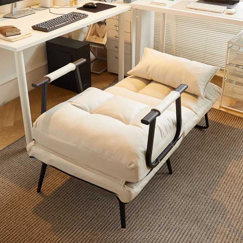 Solid Colour Recliner Armchair with Grey/Tangerine/Beige Upholstery, Metal Frame, Non-Rocking Base, Removable Cushion, Pillow, and Locking Back Angle Adjustment